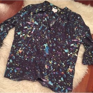 Parker Black Abstract Print 1/2 Button Blouse